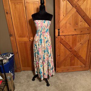 Womens Shein Midi Multi-color Strapless Dress Size Small